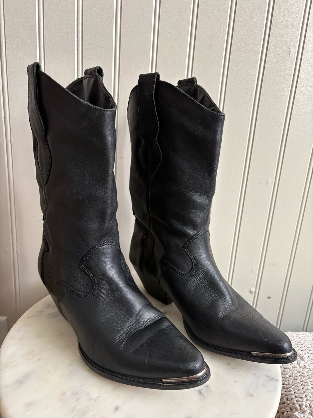 Code West Leather Western Cowgirl Boots Women’s 7.5 Black Boho Festival Bohemian